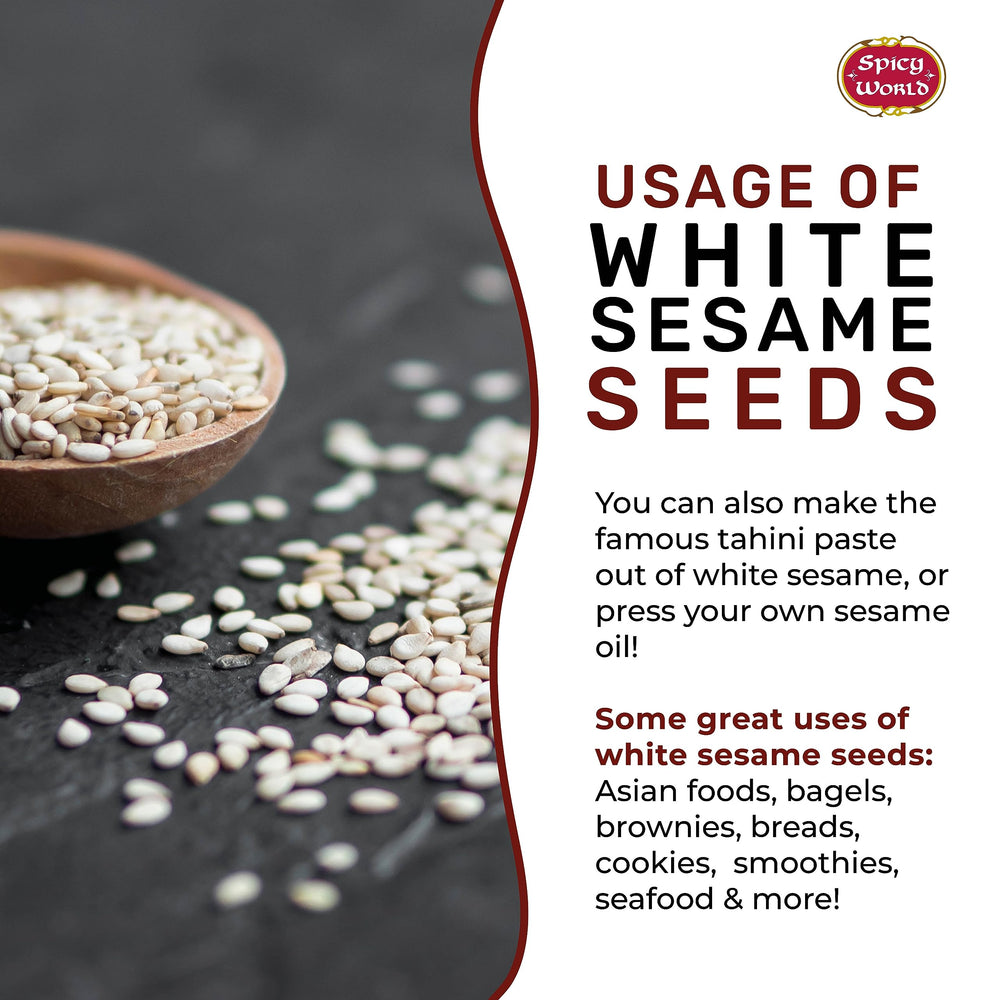 Spicy World white sesame seeds sprinkled on bread for topping