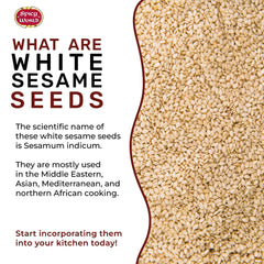 Spicy World white sesame seeds pouring into a bowl for tahini or baking