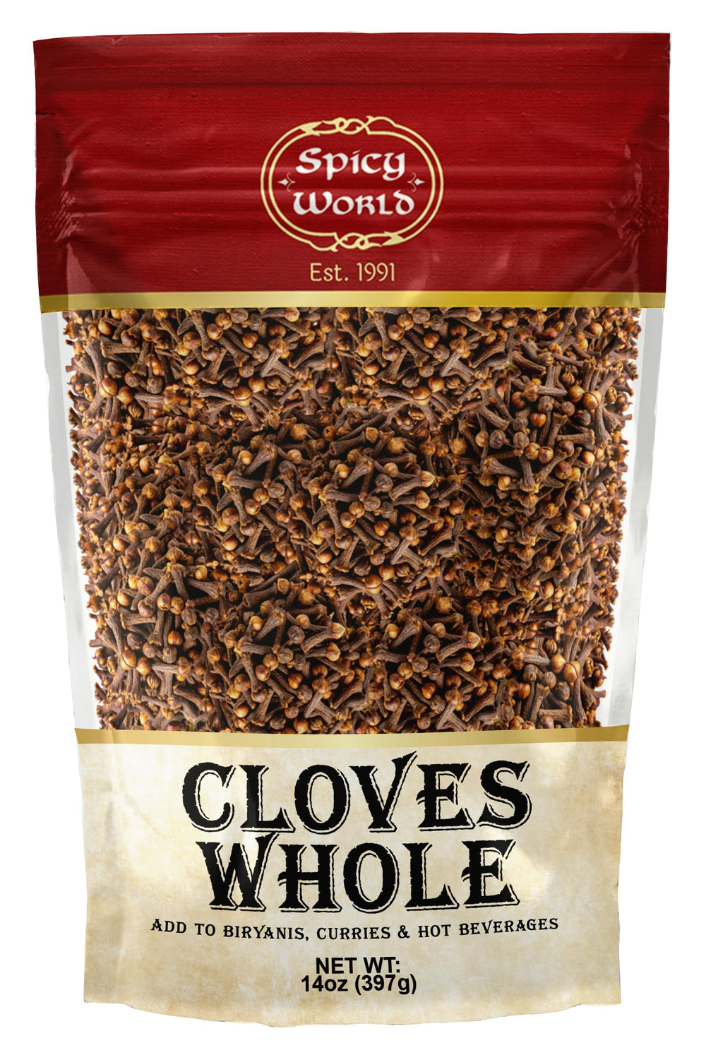Spicy World whole cloves bulk bag ready for cooking and baking aromas.