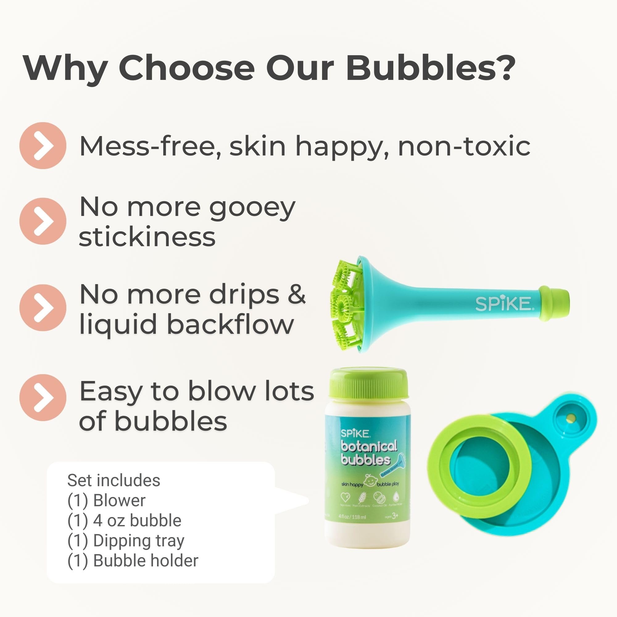 SPIKE dipping tray keeps solution handy for quick bubble play.
