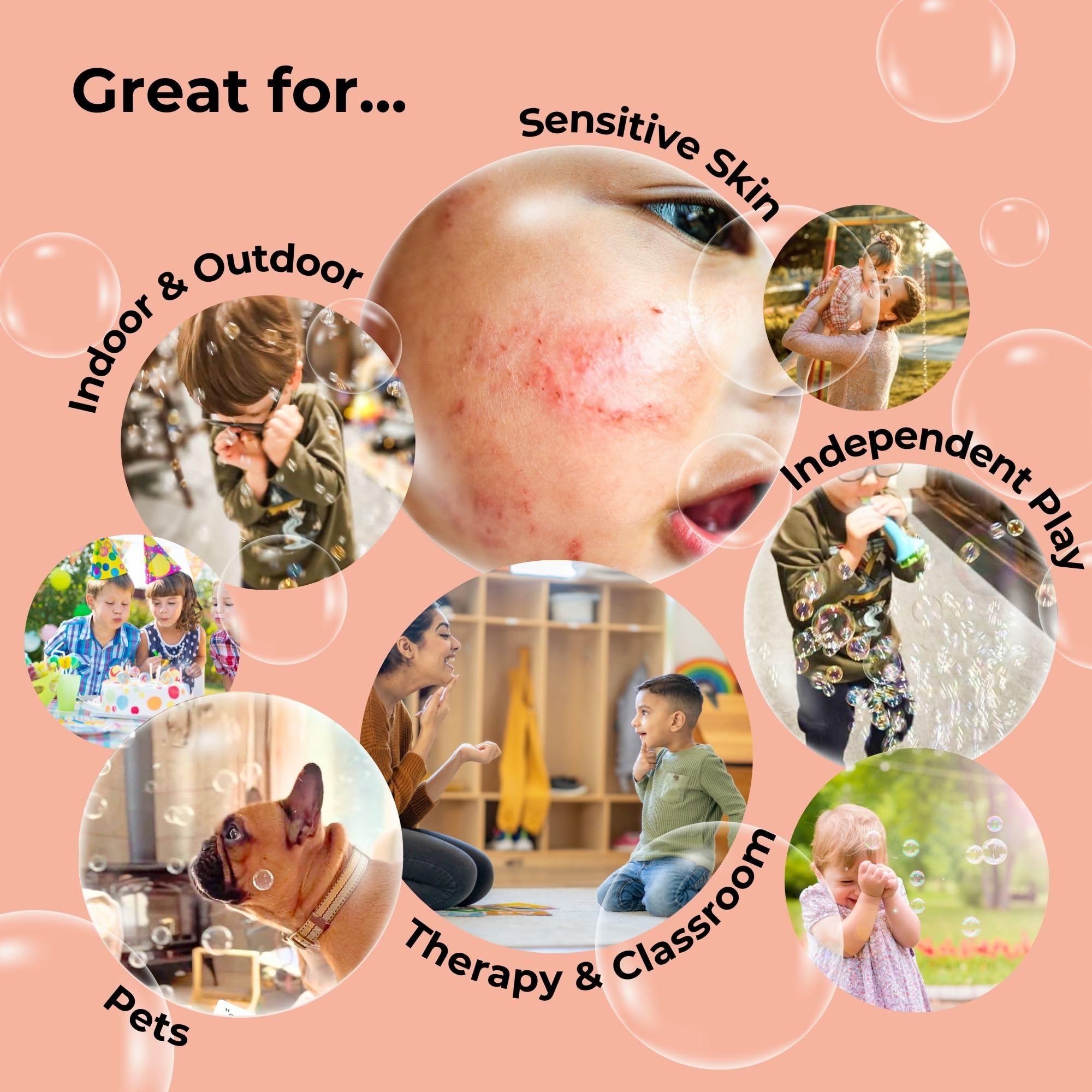 SPIKE long-lasting bubbles are non-toxic and kid-friendly for calm sessions.