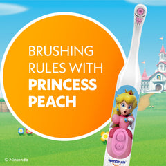 Spinbrush Princess Peach handle grip for comfortable, child-friendly brushing.