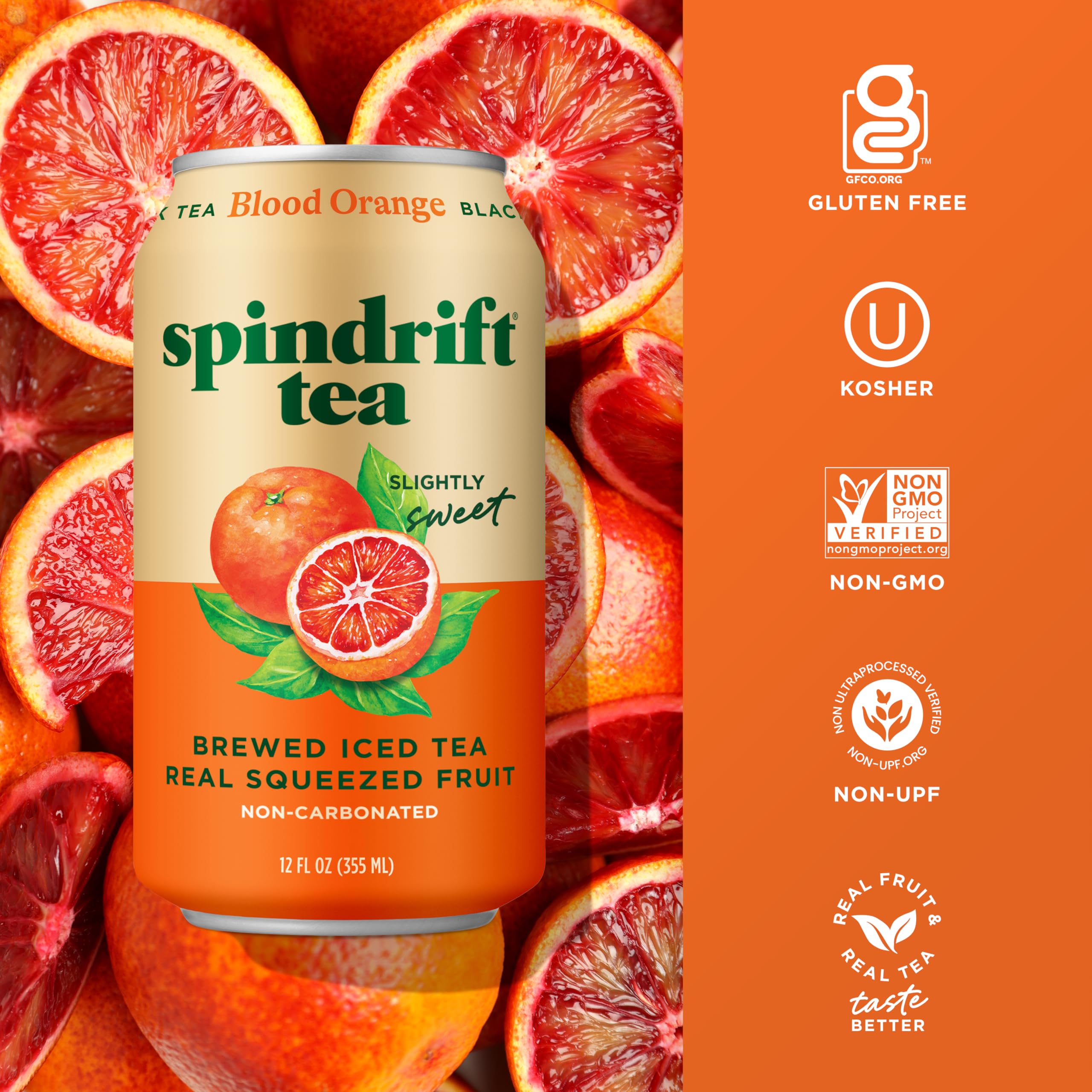 12-pack of Spindrift Blood Orange Black Tea kept ready for gatherings or on-the-go.