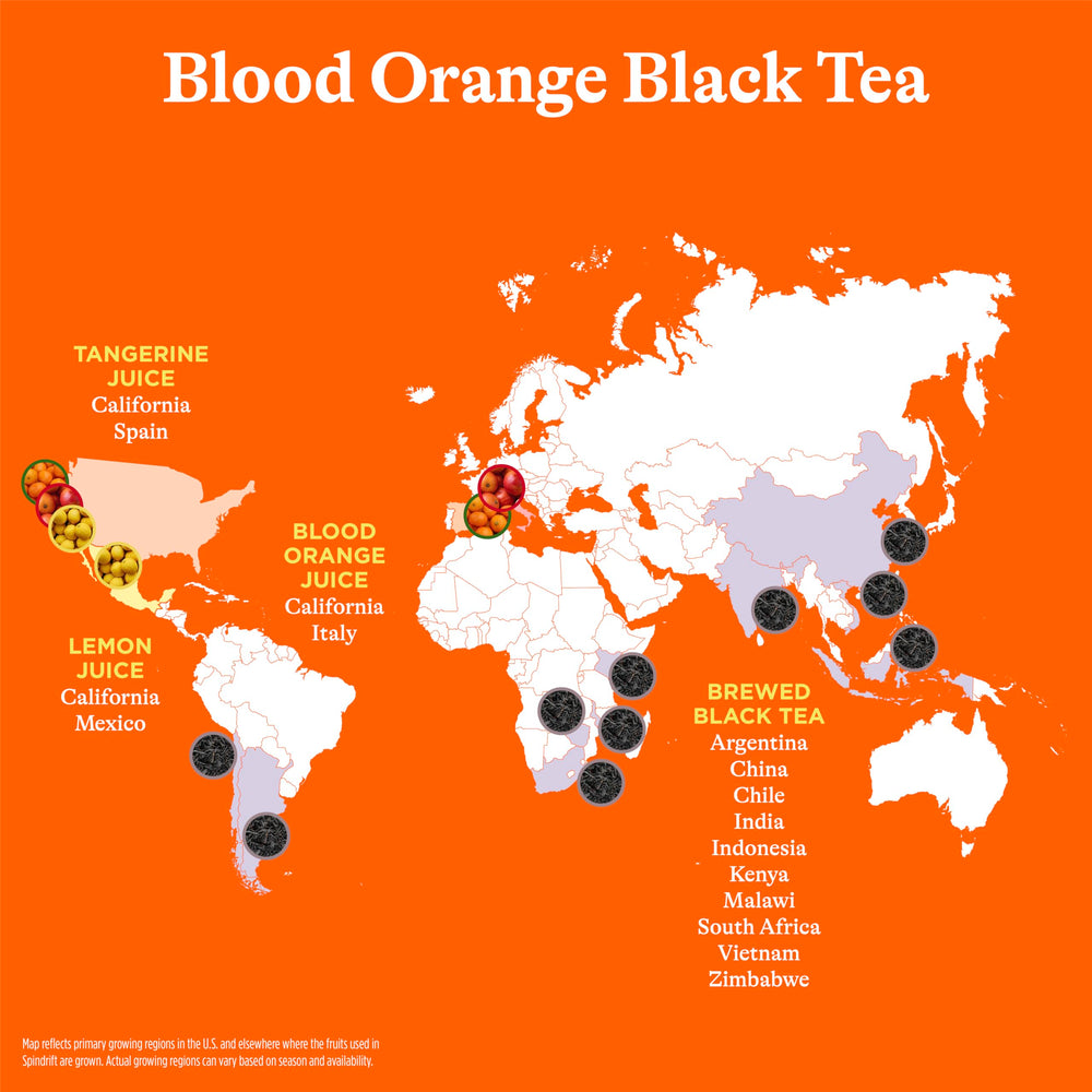 Pouring Spindrift Blood Orange Black Tea into a glass for a crisp, refreshing moment.