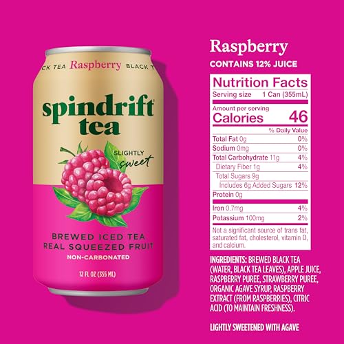 Spindrift Raspberry Black Tea poured into a glass, non-carbonated convenience.