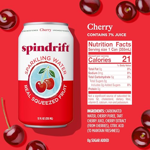 Spindrift Cherry bottle pour releasing natural cherry aroma for a refreshing mixer