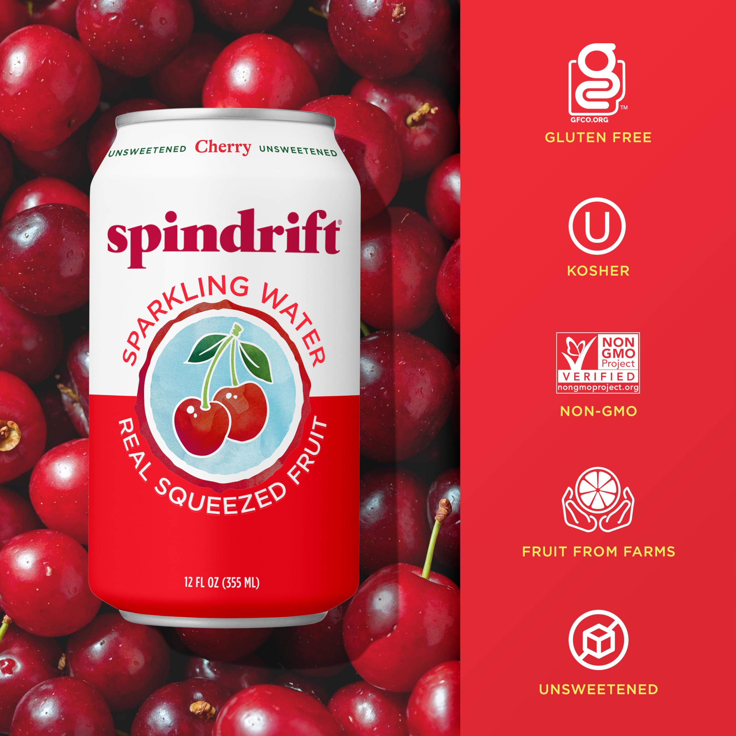 Spindrift Cherry 24-can pack for convenient everyday hydration