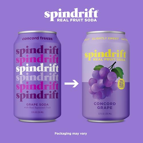 Pouring Concord Freeze grape soda showing light carbonation and natural color.