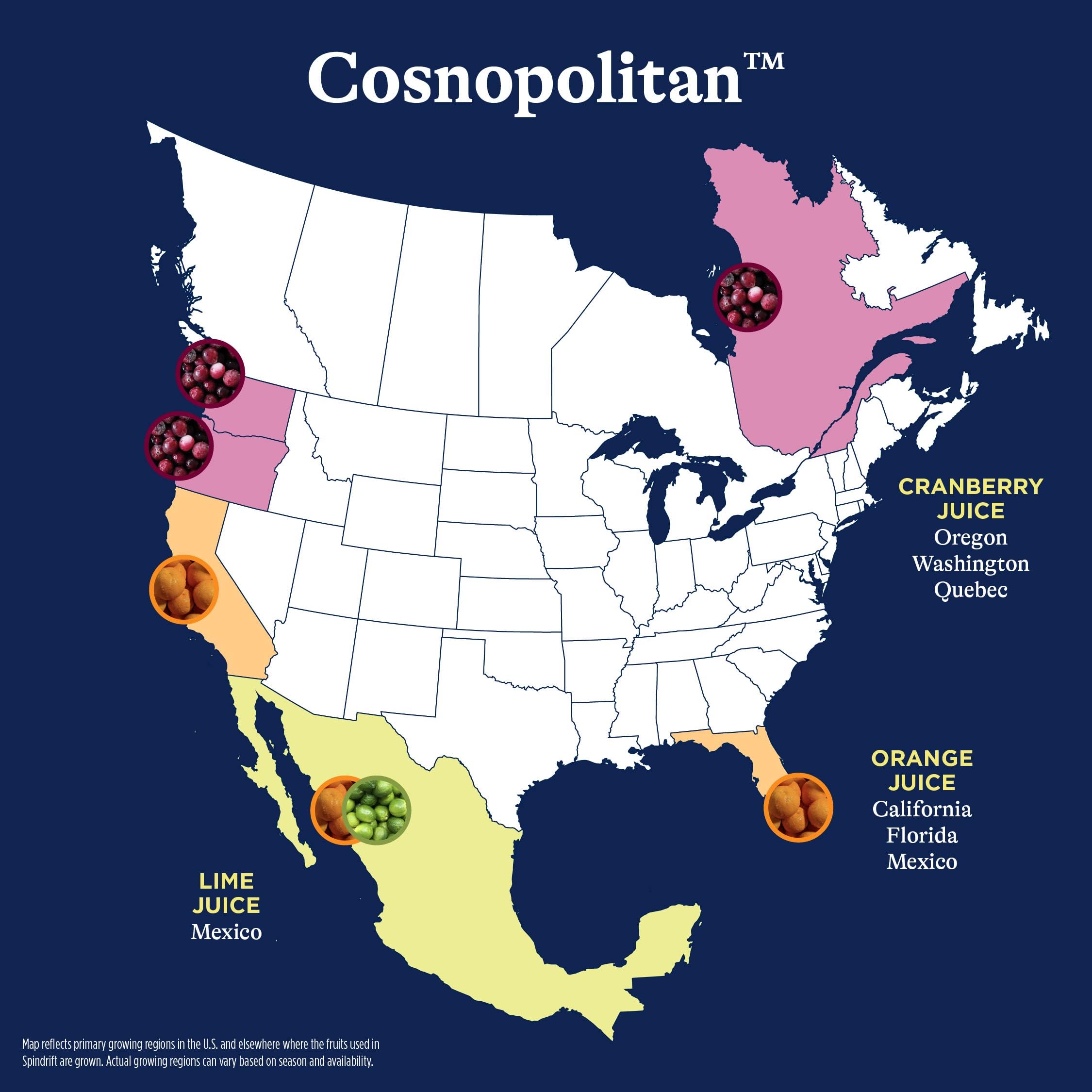 Spindrift Cosnopolitan close-up ingredients reveals real squeezed fruit