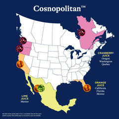 Spindrift Cosnopolitan close-up ingredients reveals real squeezed fruit