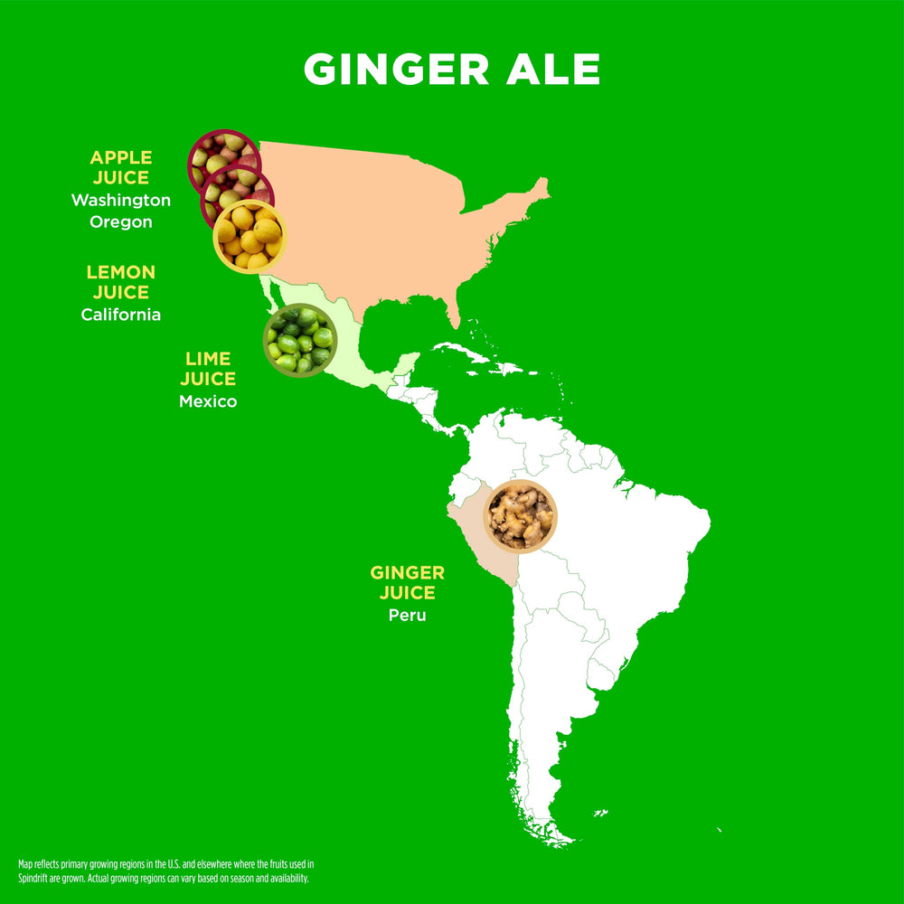 Spindrift Ginger Ale can labeled with clean ingredients and no artificial flavors