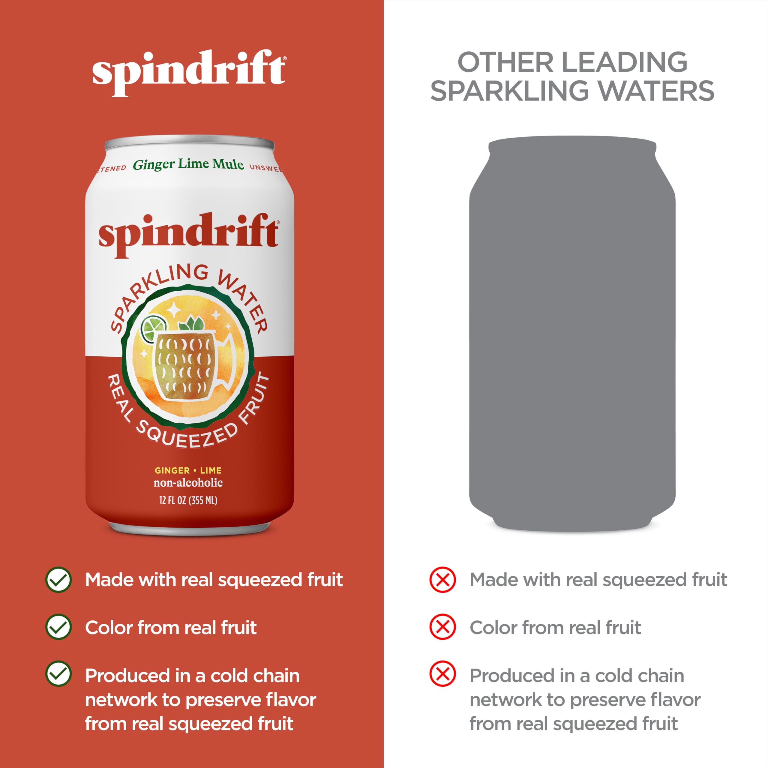 Spindrift Ginger Lime Mule can chilled for instant refreshment