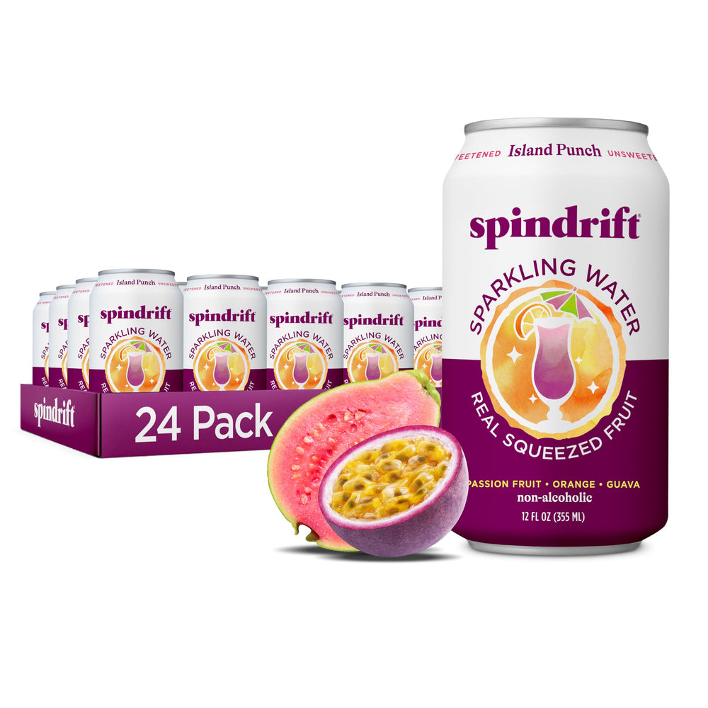 Spindrift Island Punch can-front view with real fruit flavor and crisp refreshment