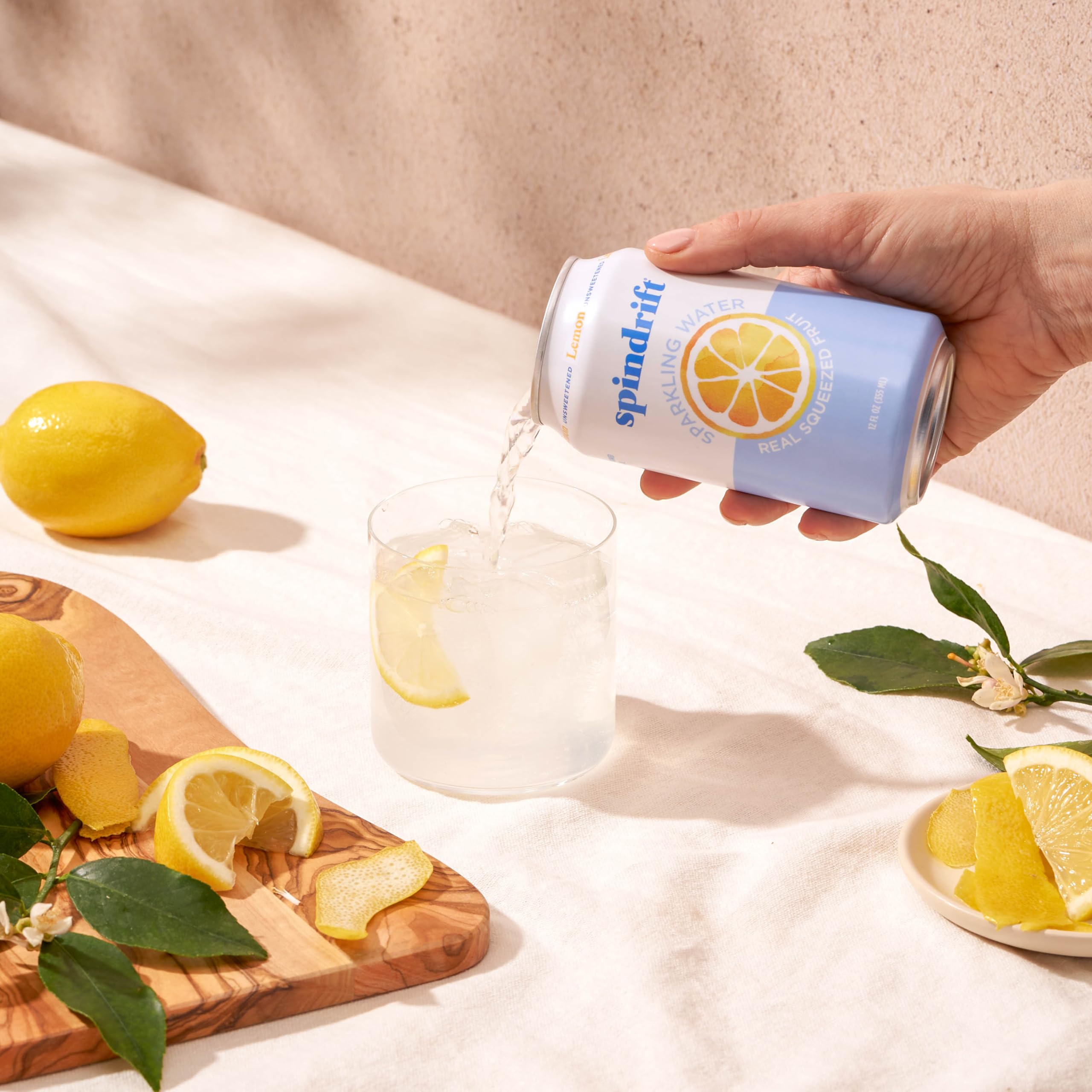 Spindrift Lemon used as a cocktail mixer with bright lemon notes.