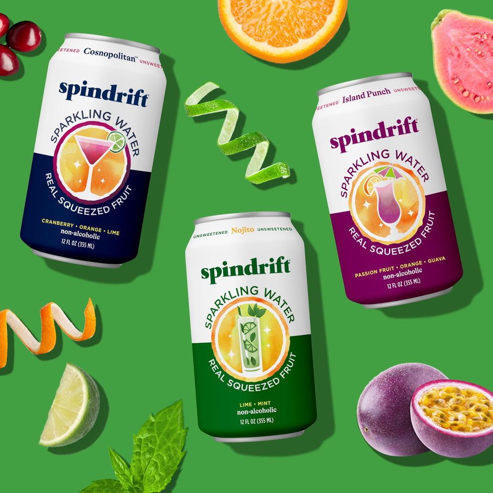 Spindrift Mocktail cans into a tumbler invite lively, refreshing moments.