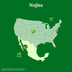 Mint leaves and bubbles on Nojito, inviting a refreshing sip.
