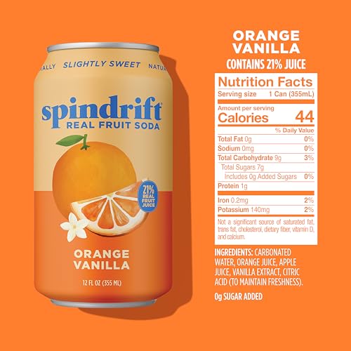 Spindrift Orange Cream Float poured into a glass to show creamy vanilla twist with real fruit.