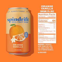 Spindrift Orange Cream Float poured into a glass to show creamy vanilla twist with real fruit.