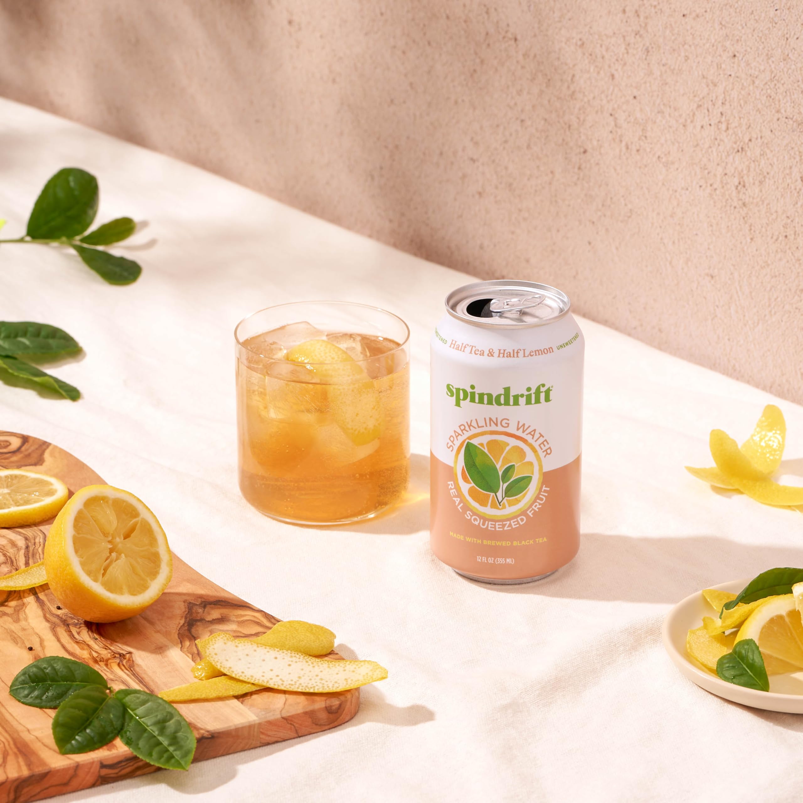 Pack of 24 Spindrift Half Tea & Half Lemon cans ready for stock.