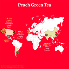 Spindrift Peach Green Tea label with peach imagery and ingredients.