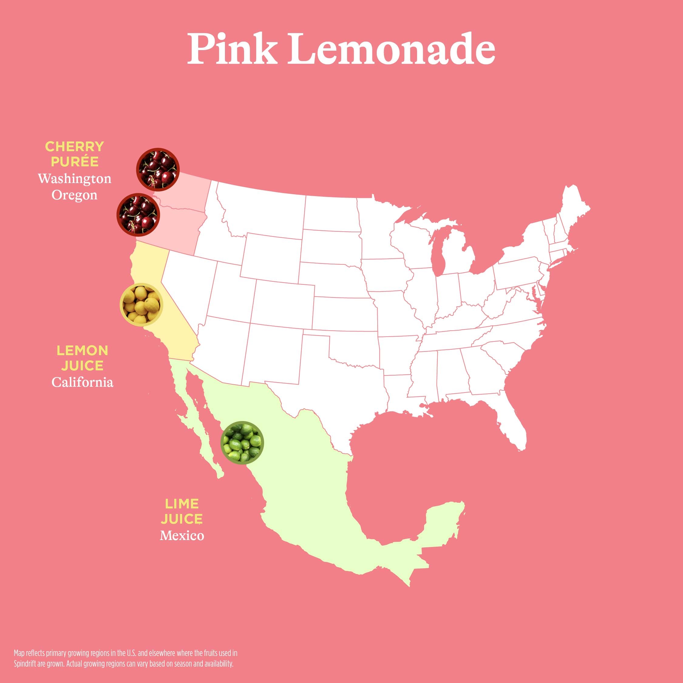 Spindrift Pink Lemonade can side displays serving size and calories per can.