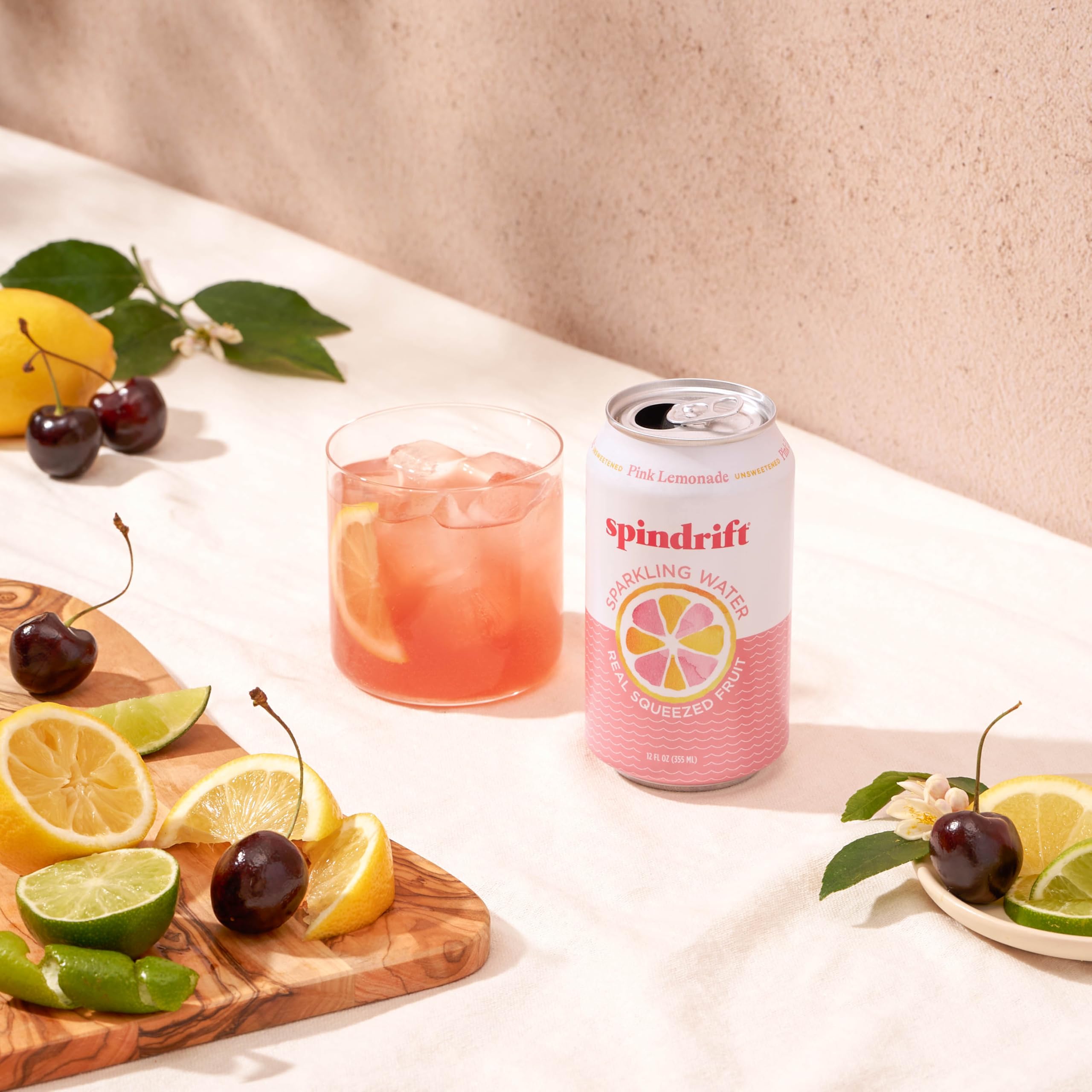 Spindrift Pink Lemonade fridge display shows easy grab and go refreshment.