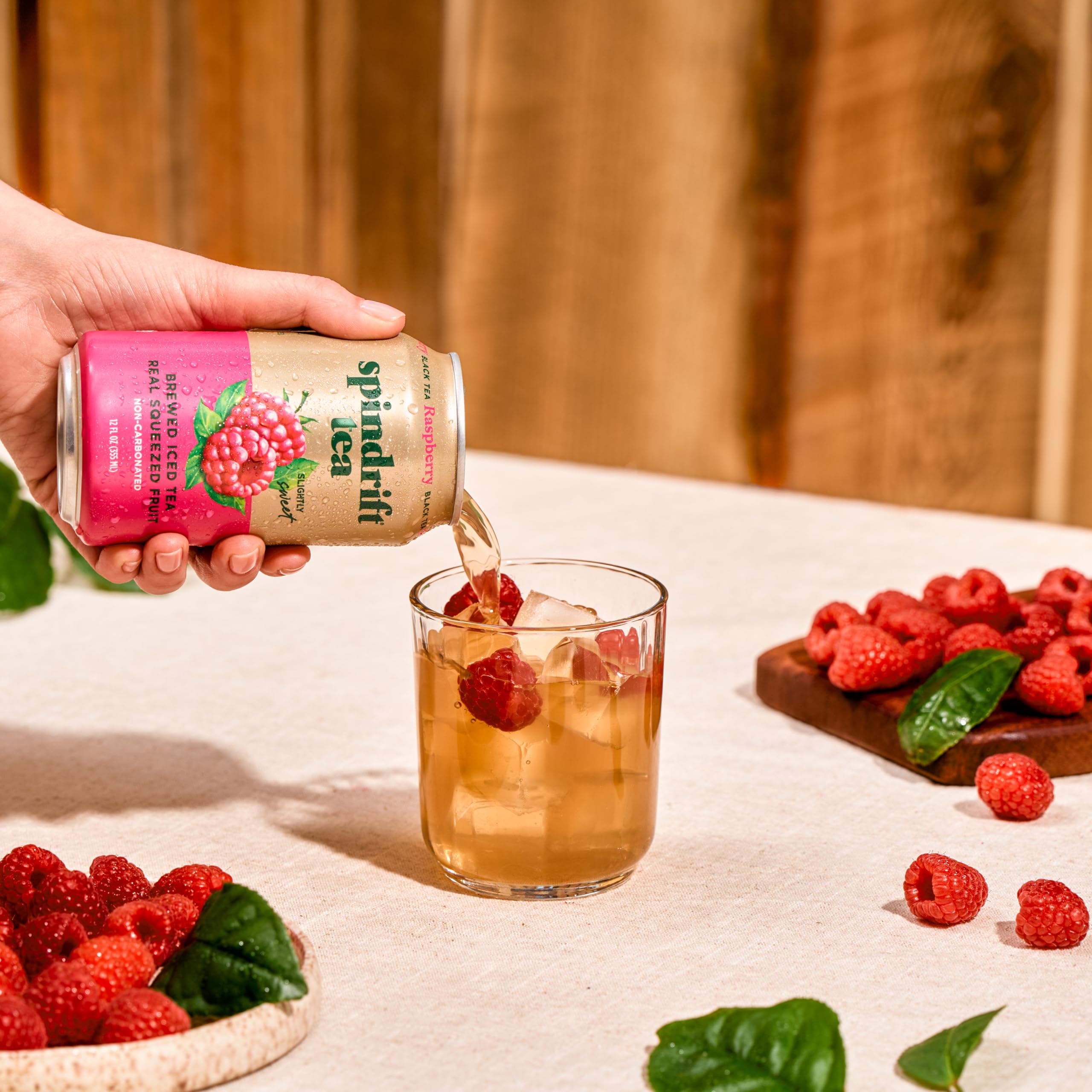 Spindrift Raspberry Black Tea can, ideal for quick refreshment straight from the can.