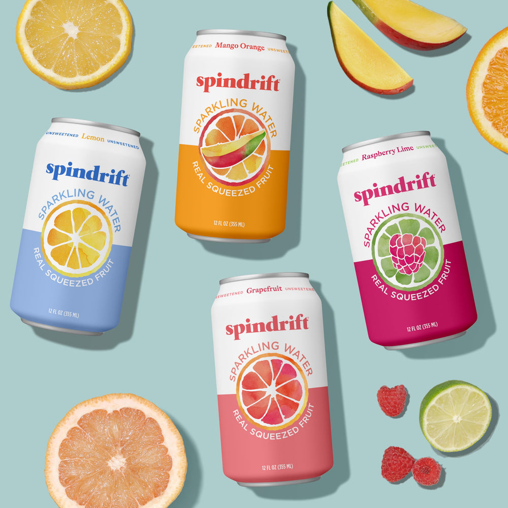 Spindrift label close-up shows real fruit ingredients