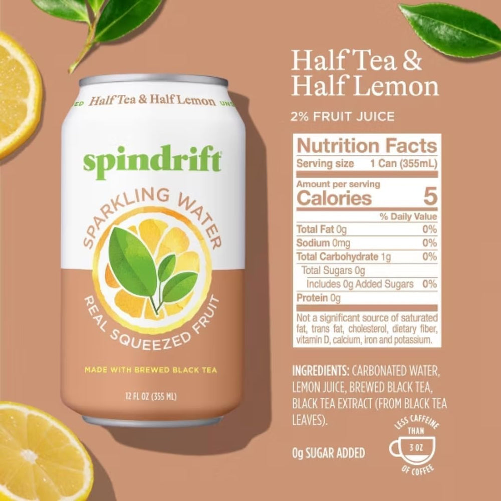 Spindrift real fruit juice splash emphasizes authentic taste and natural ingredients.