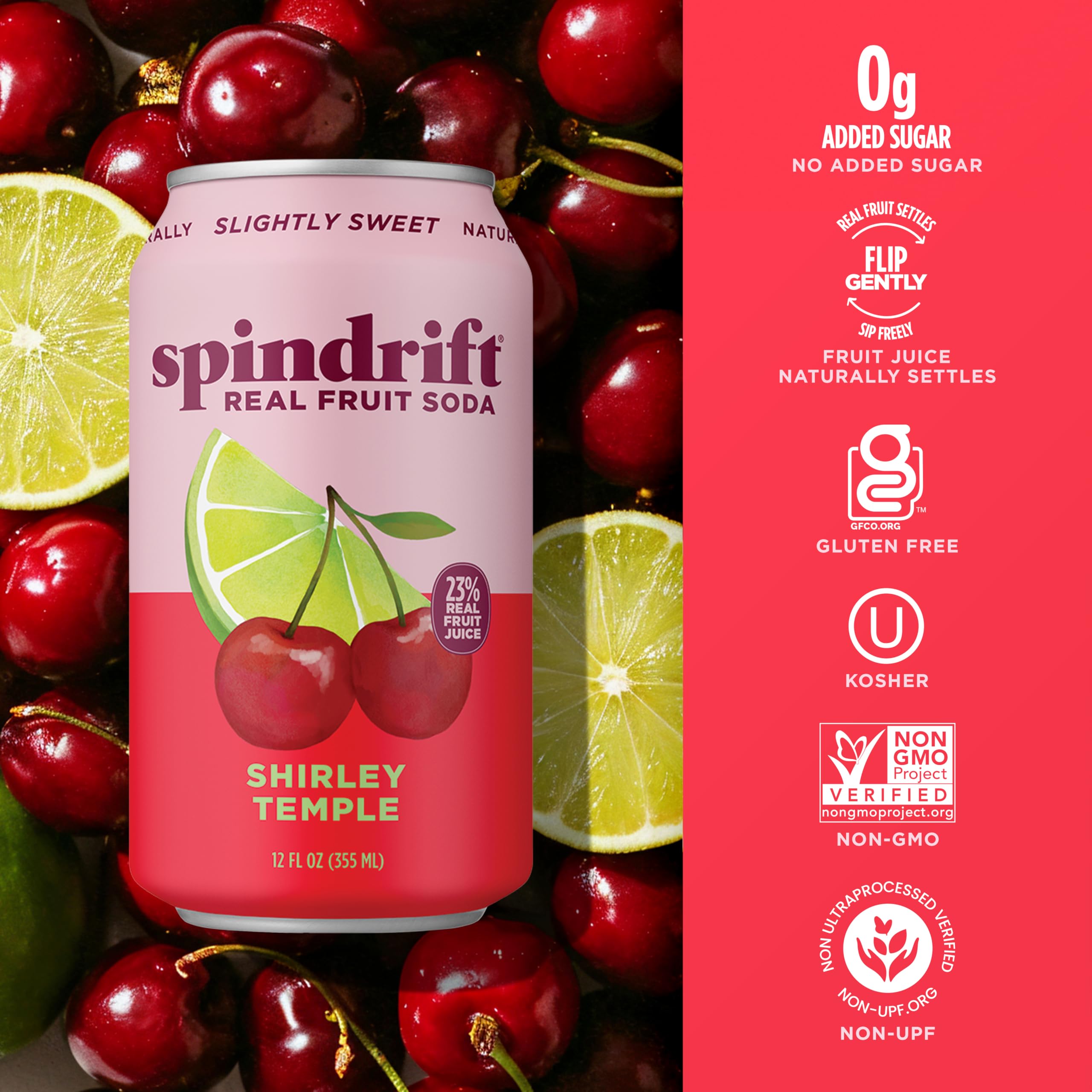 Spindrift Shirley Temple with garnish demonstrates ideal mocktail setup.