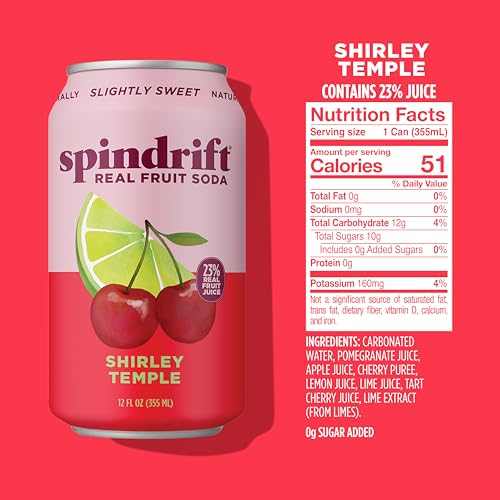 Spindrift Shirley Temple pour in glass emphasizes natural sweetness without artificial additives.