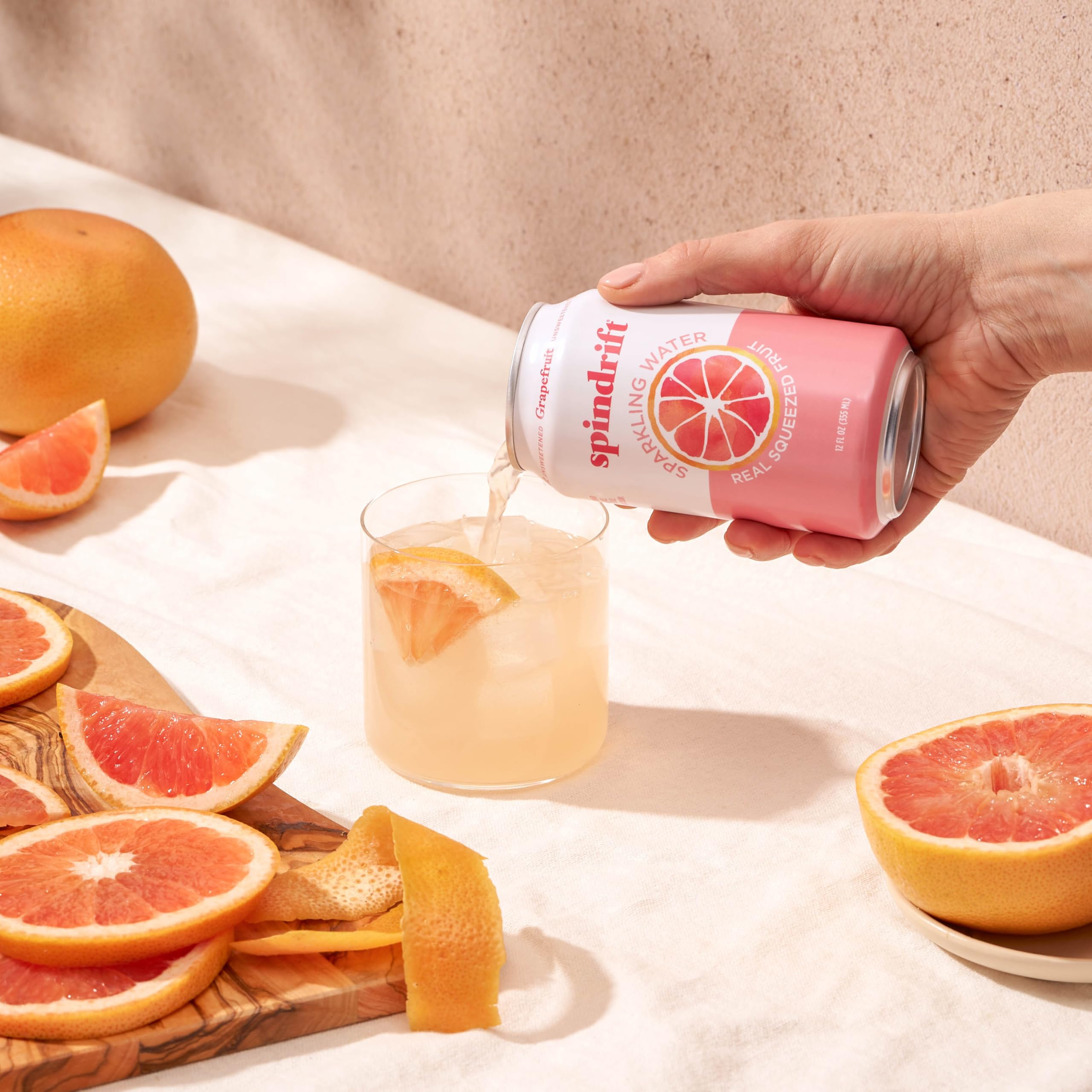 Spindrift unsweetened label indicates no added sugar