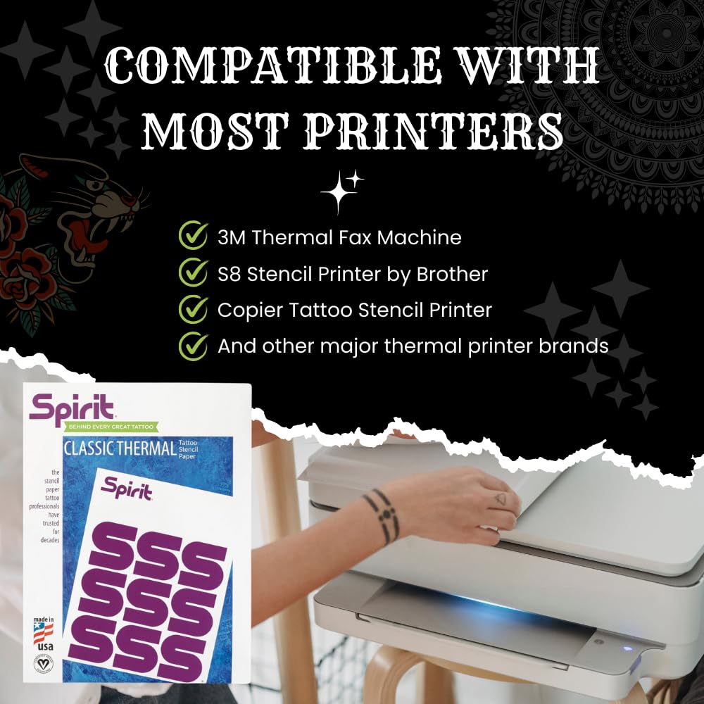 Perforated backing on Spirit Classic sheets for easy handling during tattoo sessions.