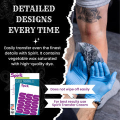 Vegan, skin-safe Spirit Classic paper designed for skin contact in busy shops.