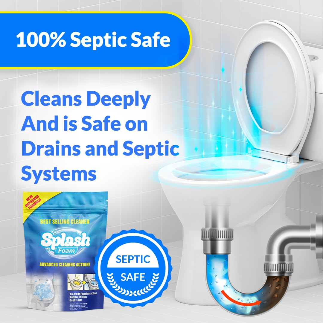 Foam from Splash Foam helps lift stains and refresh the toilet bowl.