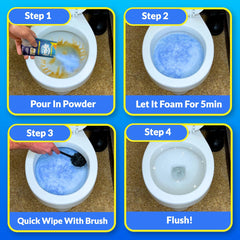 Splash Foam shows surface-safe cleaning on ceramic and porcelain surfaces.