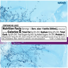 SPLASH REFRESHER Acai Grape bottle label clearly shows flavors and zero calories.