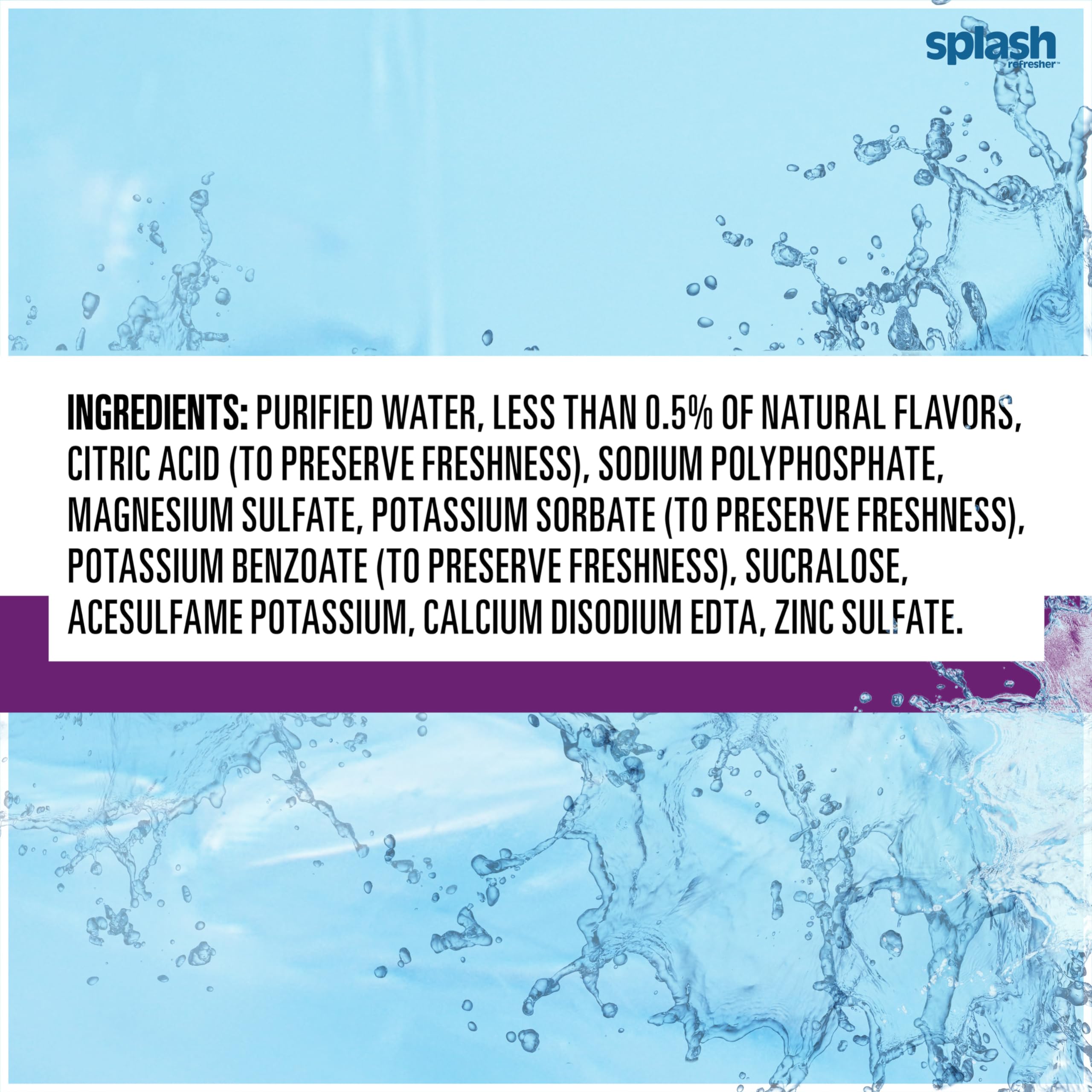 SPLASH REFRESHER Acai Grape bottle pour captures refreshing fruity aroma in motion.