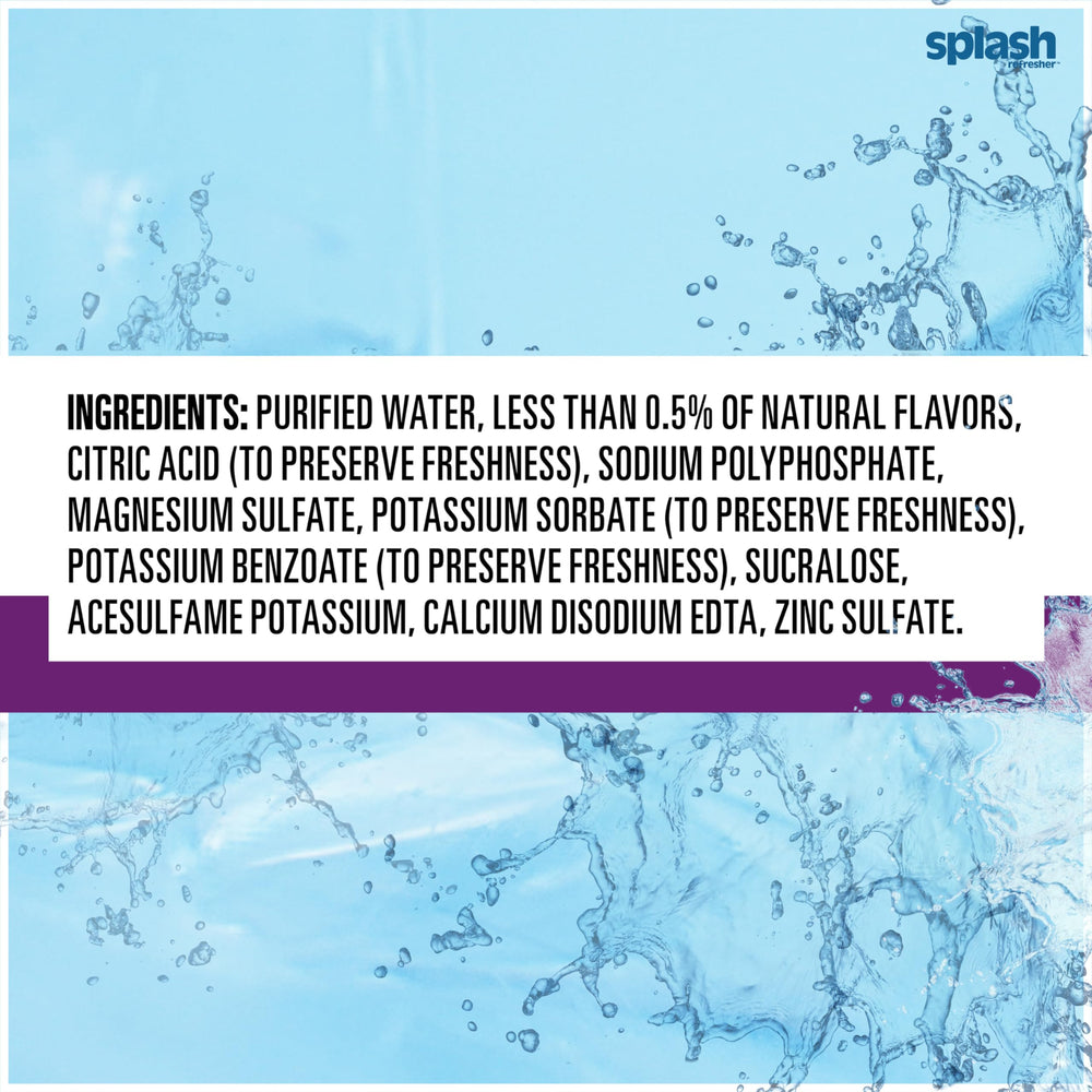 SPLASH REFRESHER Acai Grape bottle pour captures refreshing fruity aroma in motion.