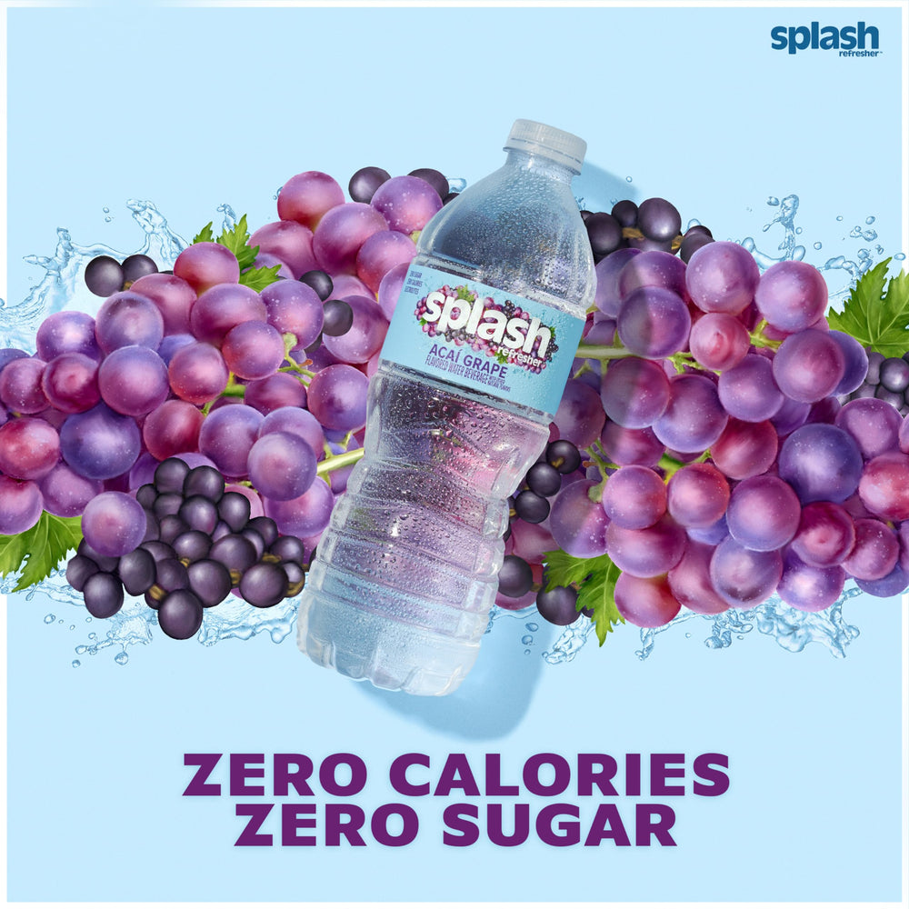 SPLASH REFRESHER Acai Grape in-store display highlights bold flavor choices.
