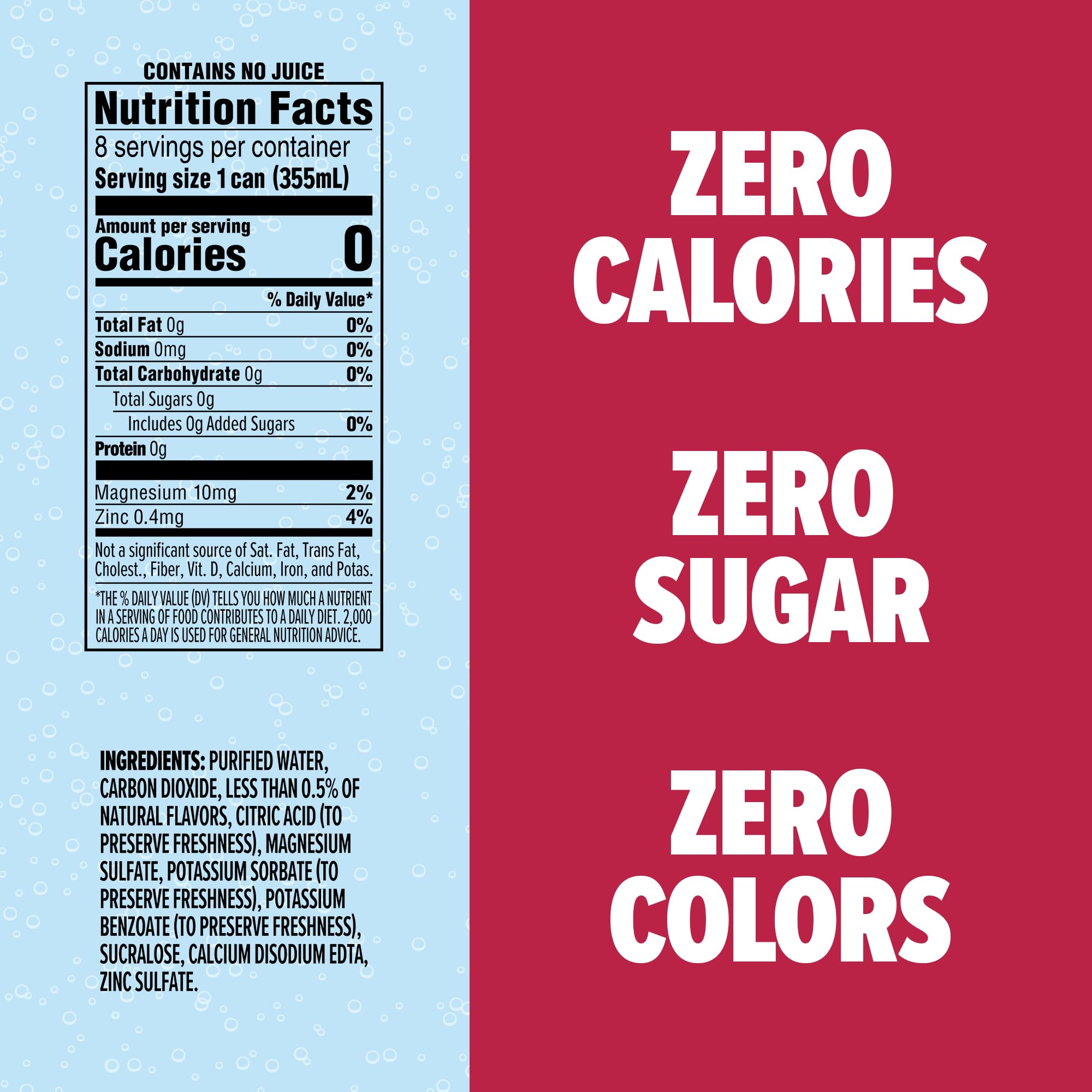 Close-up of Splash Refresher Black Cherry label highlighting zero sugar.