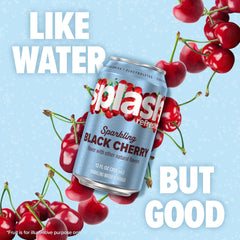 Chilled glass with Splash Refresher Black Cherry for a refreshing thirst-quencher.