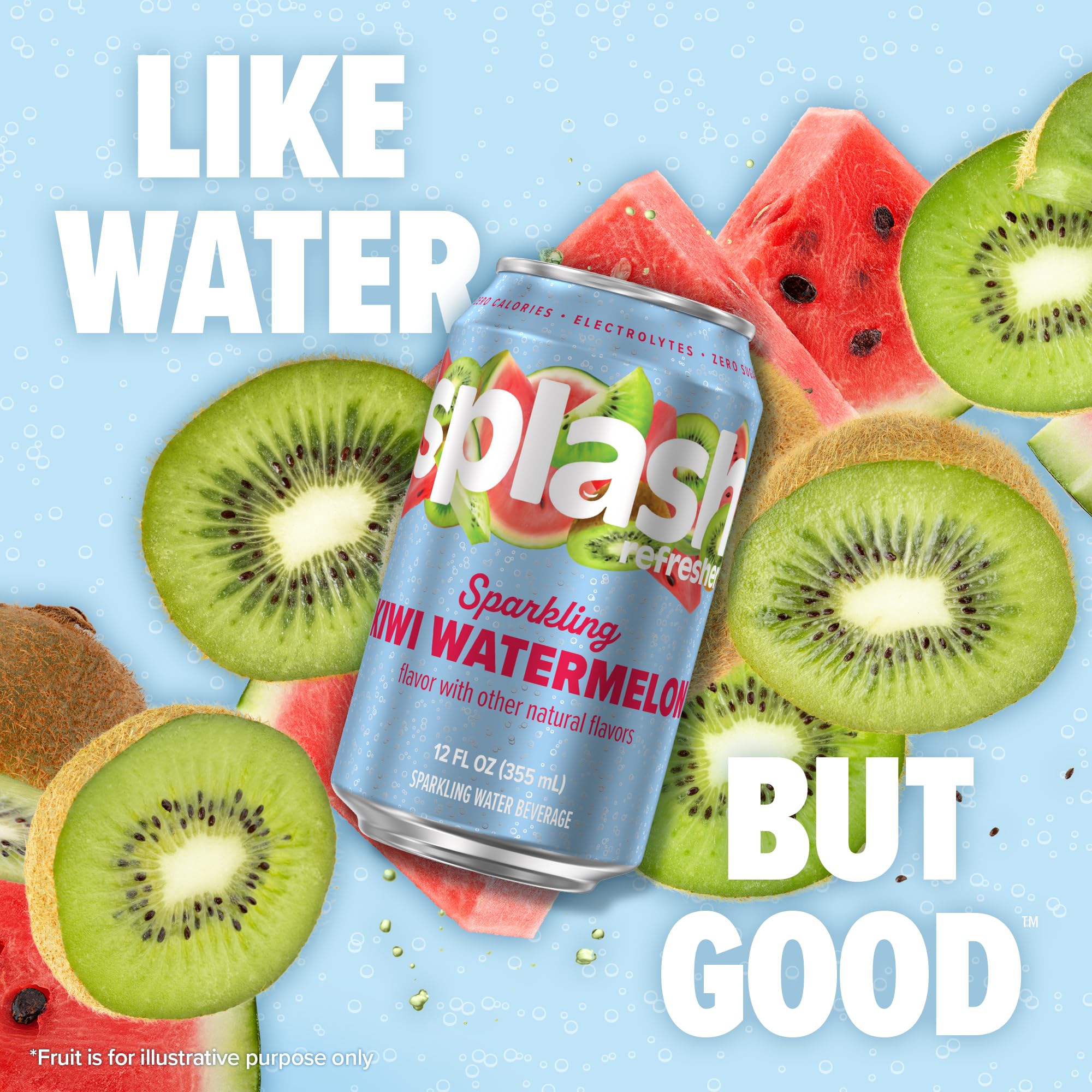 Kiwi Watermelon flavor profile on Splash Refresher creates a lively thirst-quencher.