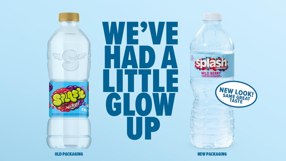 SPLASH REFRESHER Wild Berry label highlights zero calories and electrolytes.