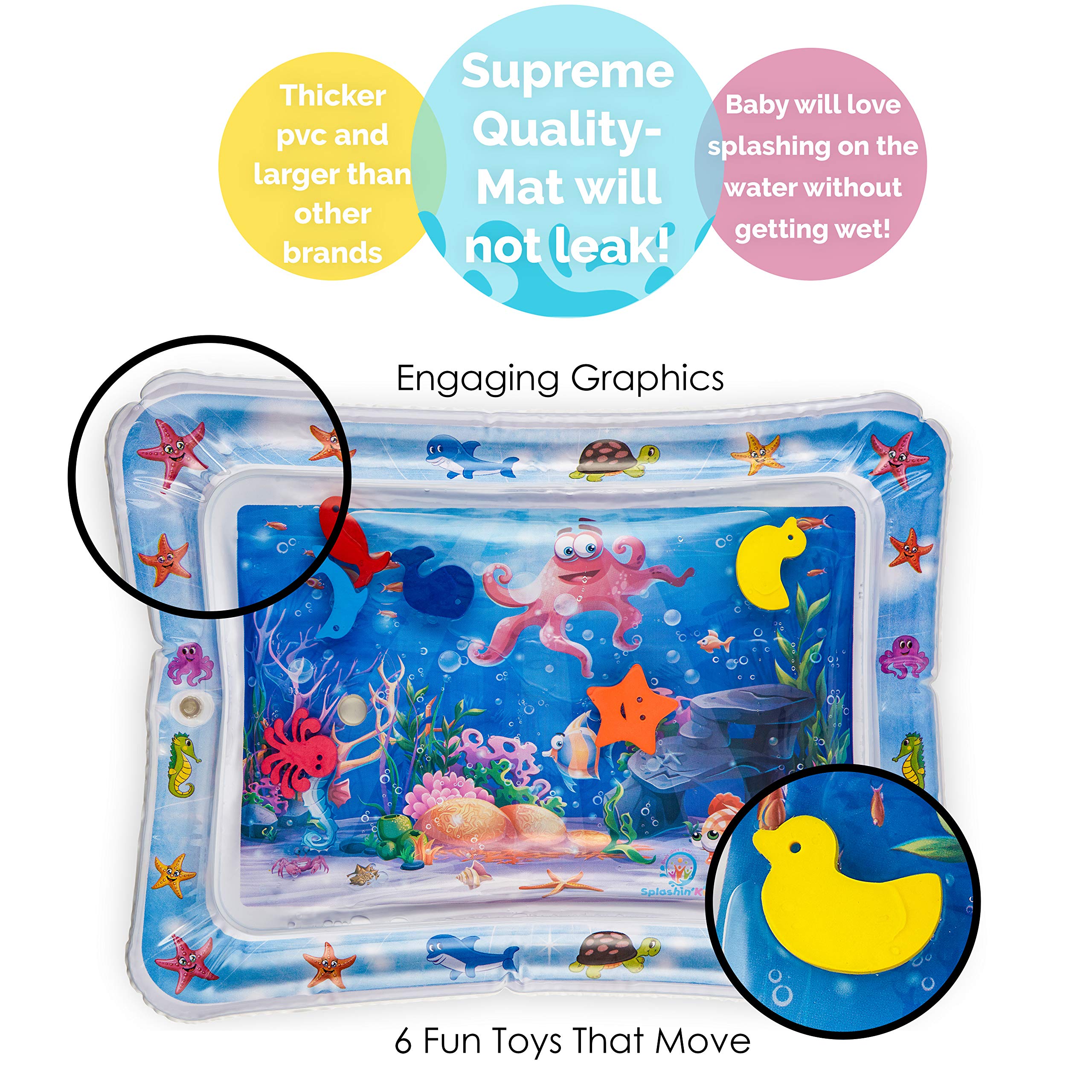 Splashin'kids floating toys brighten water play to encourage reaching and grasping.