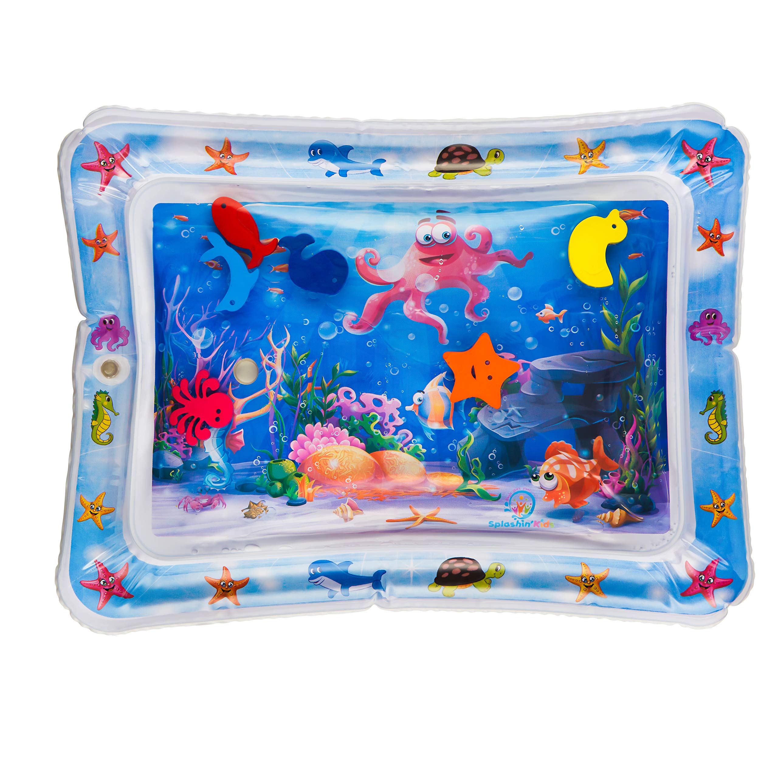 Splashin'kids inflatable tummy time water mat for babies during playtime.
