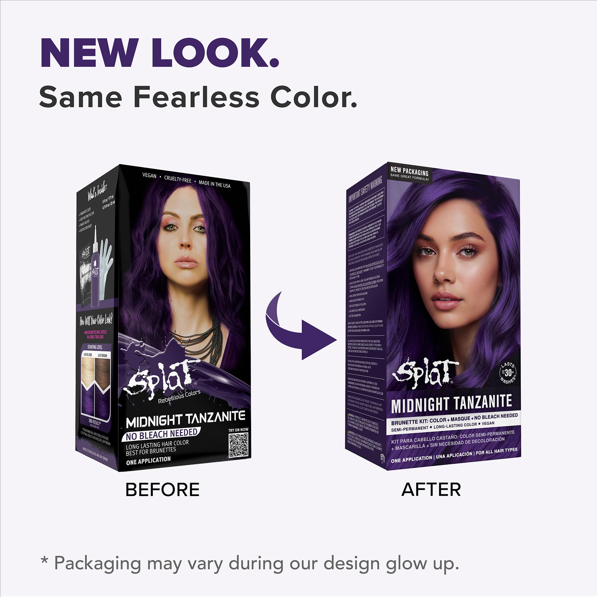 Splat Midnight Complete Kit bottle and developer ready for consistent at-home color results.