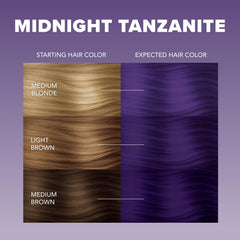 Splat Midnight Tanzanite color cream swatch shows a vibrant, cool-toned shade.