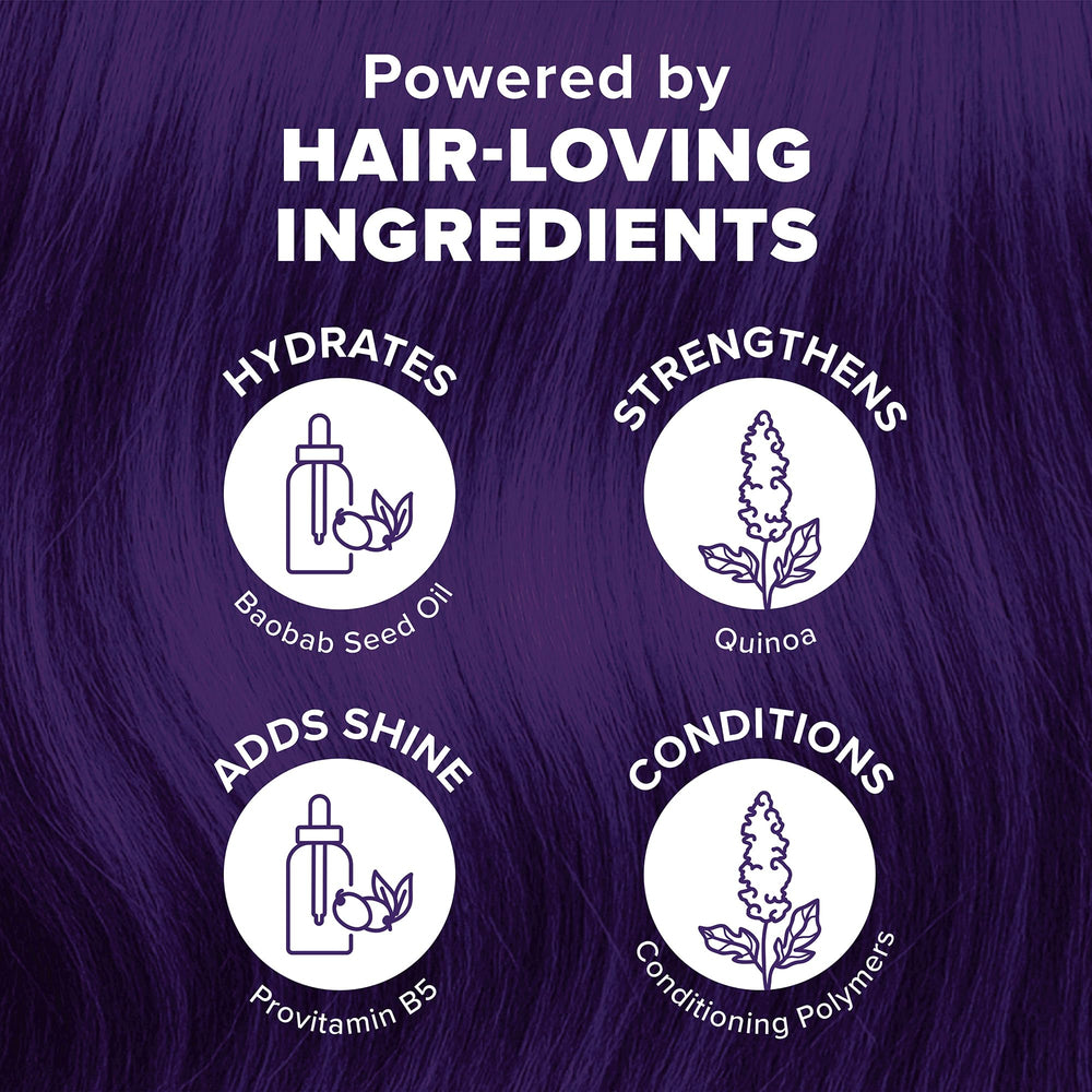 Splat Midnight Tanzanite hair after dye displays vivid, long-lasting shine.