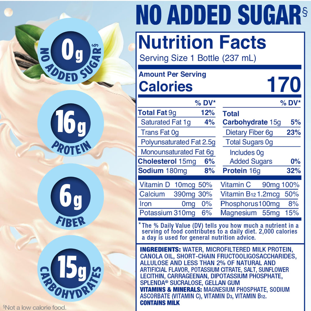 Pouring SPLENDA Diabetes Nutrition Shakes French Vanilla shows smooth, creamy texture.